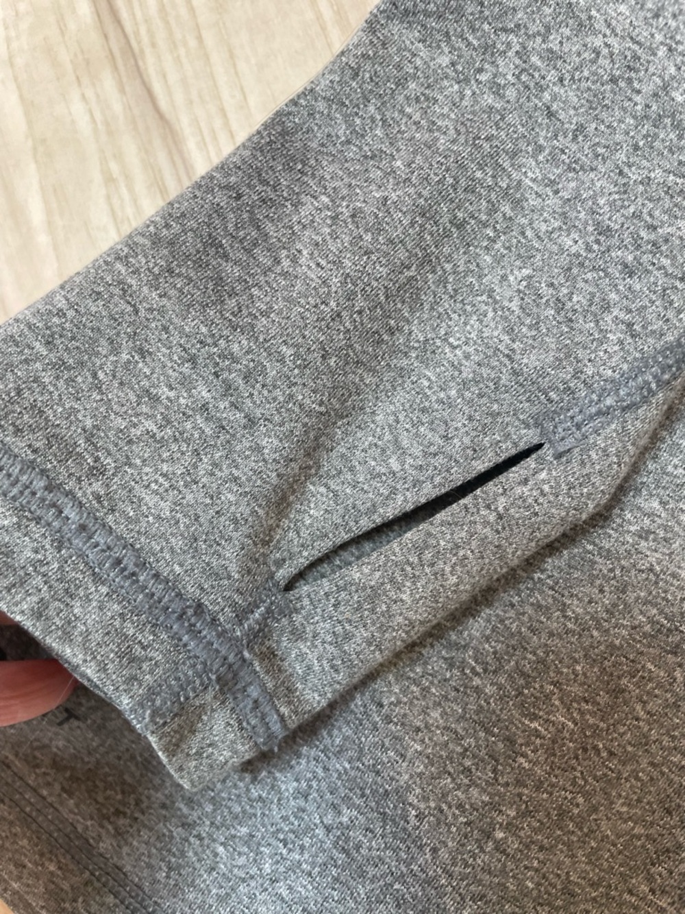 Gray Long Sleeve Hooded Athletic Top size medium - Picture 4 of 5